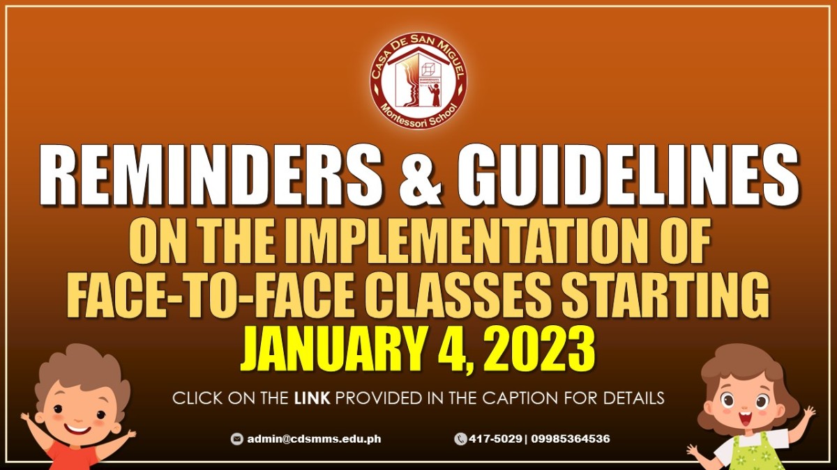 Reminders & Guidelines on the Implementation of Face-to-face Classes Starting January 2023